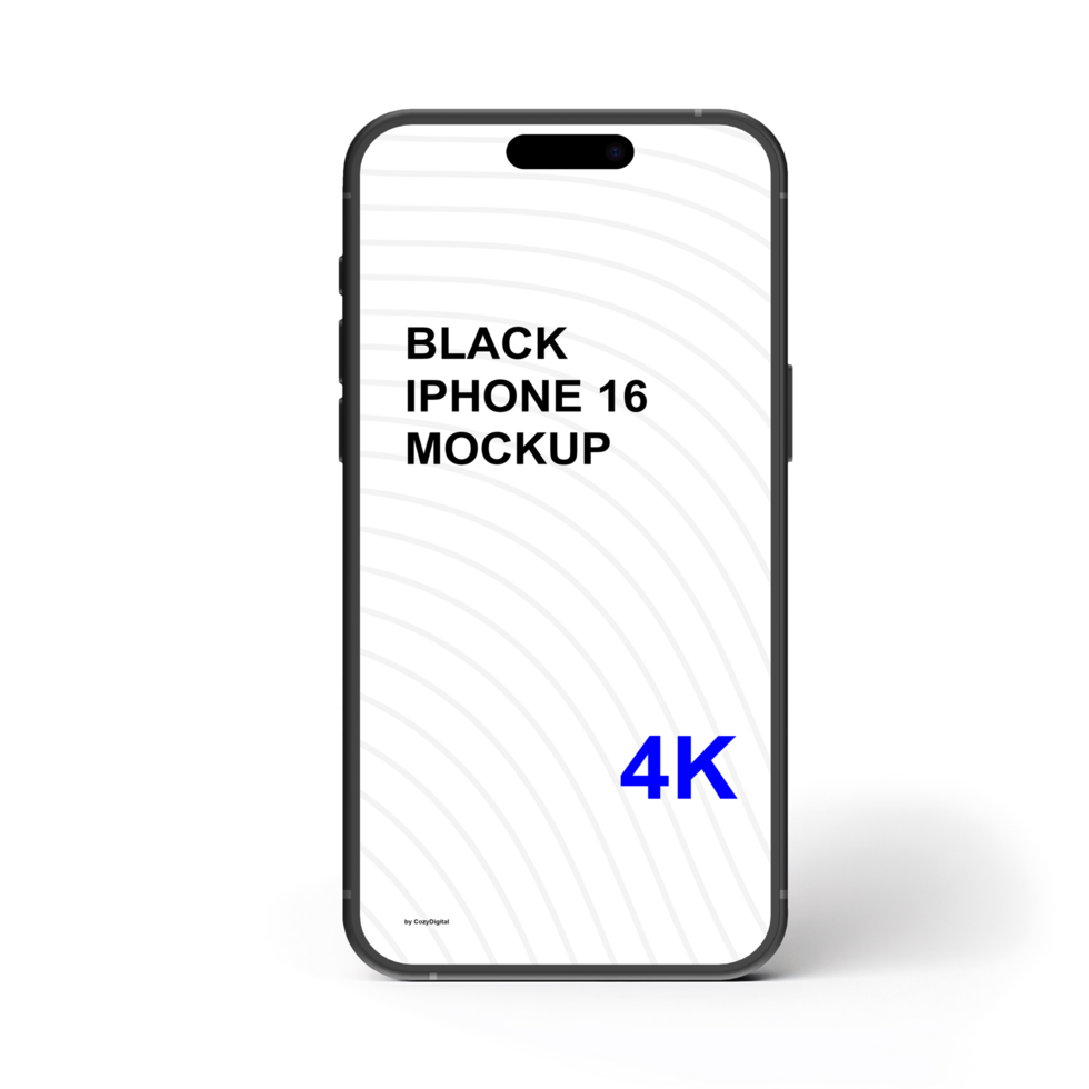 Black smartphone mockup on white background with shadow psd