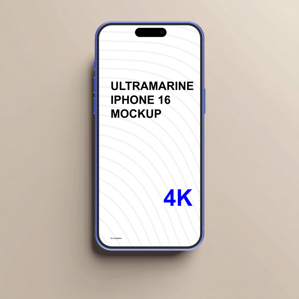 Ultramarine smartphone mockup on beige background psd