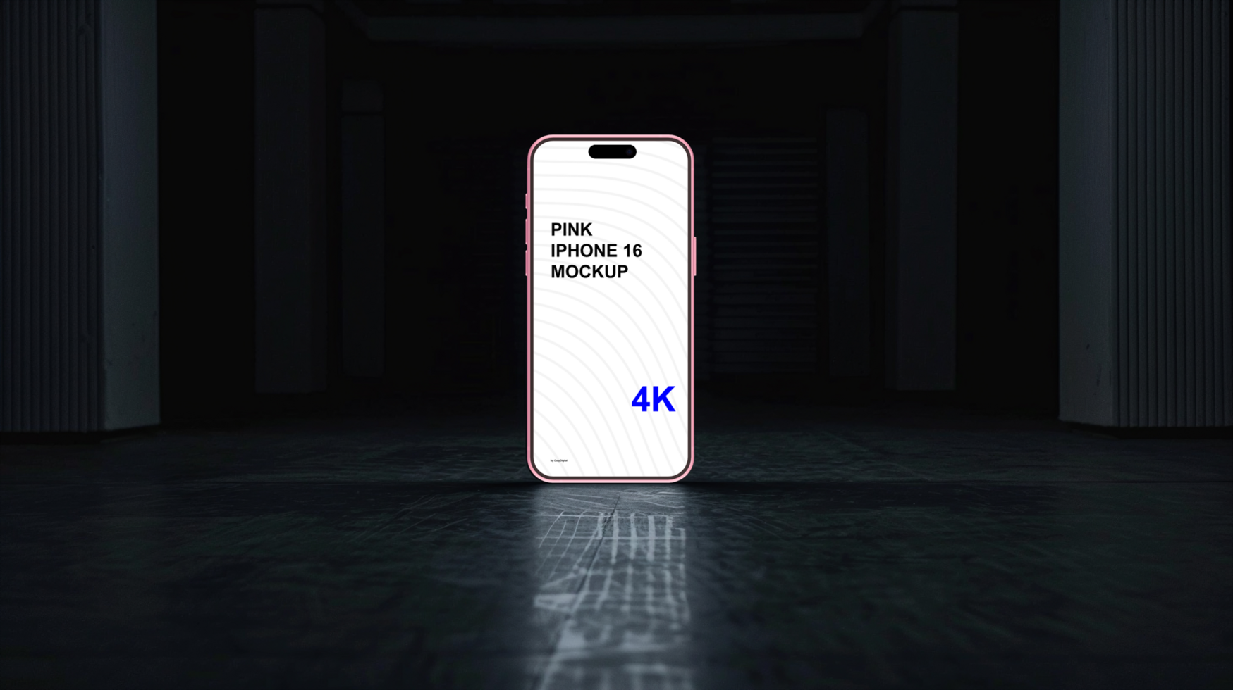 Pink smartphone mockup on dark background psd