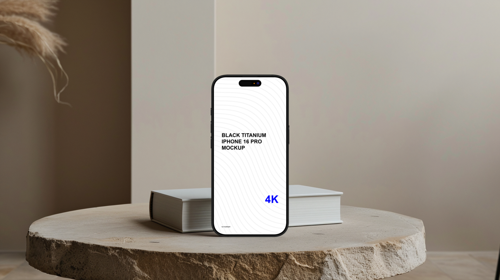 Black titanium smartphone mockup. Marble table psd