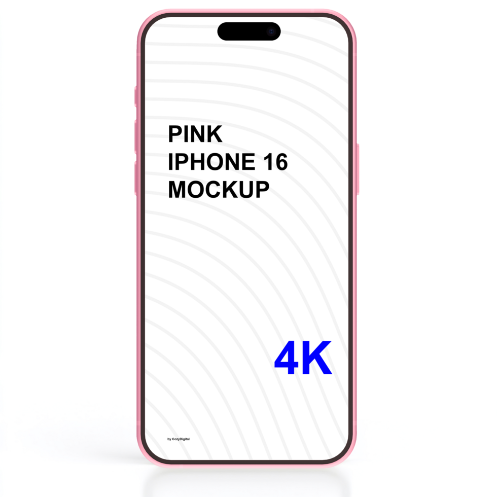 Pink smartphone mockup on white background with reflection psd