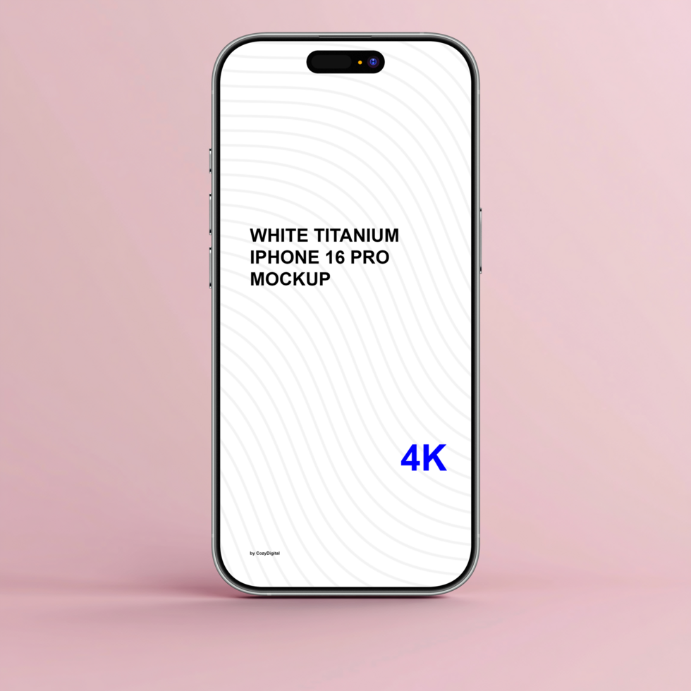 White titanium smartphone mockup on pink background psd