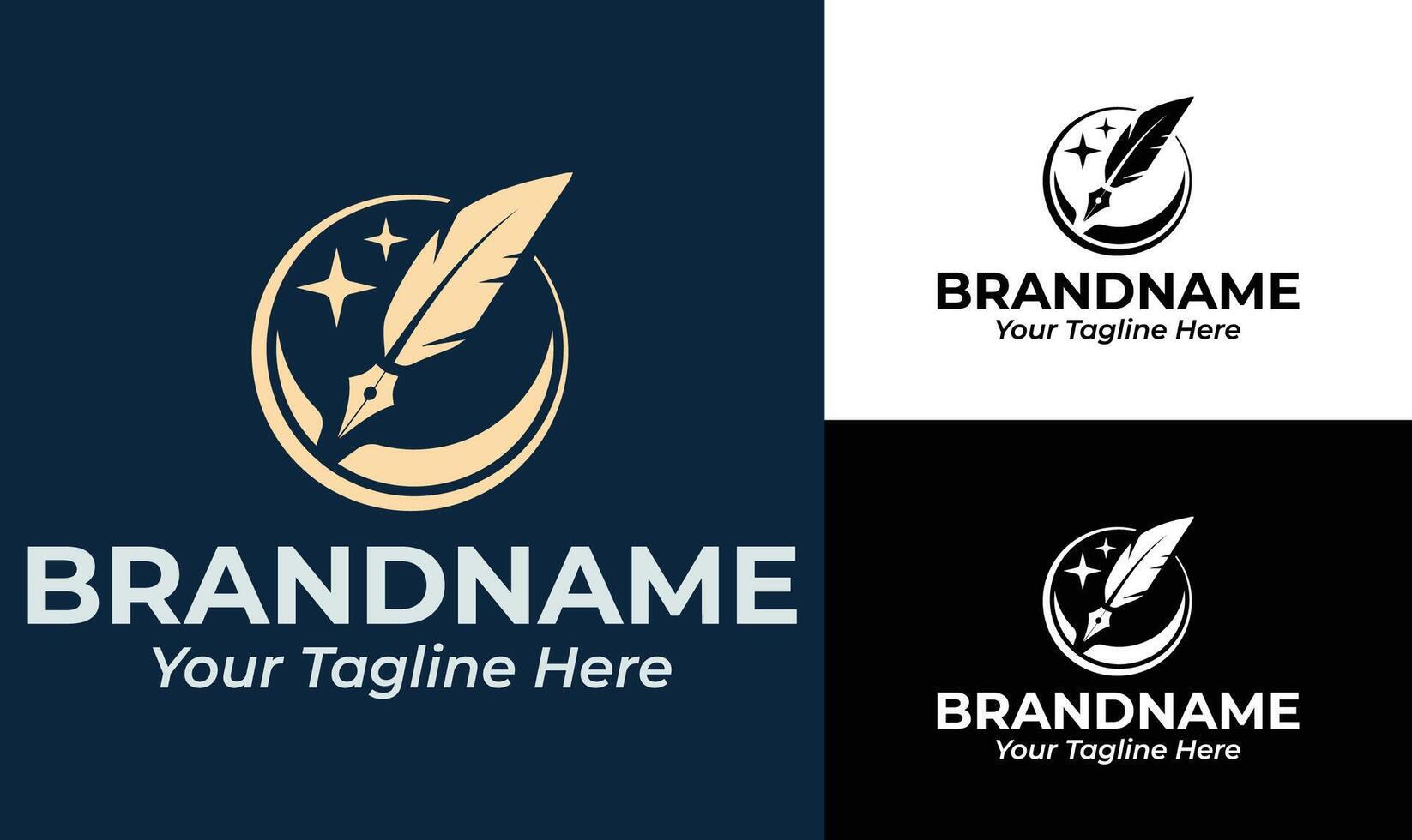 Elegant Feather Pen Logo Design for Branding and Writing Services vector