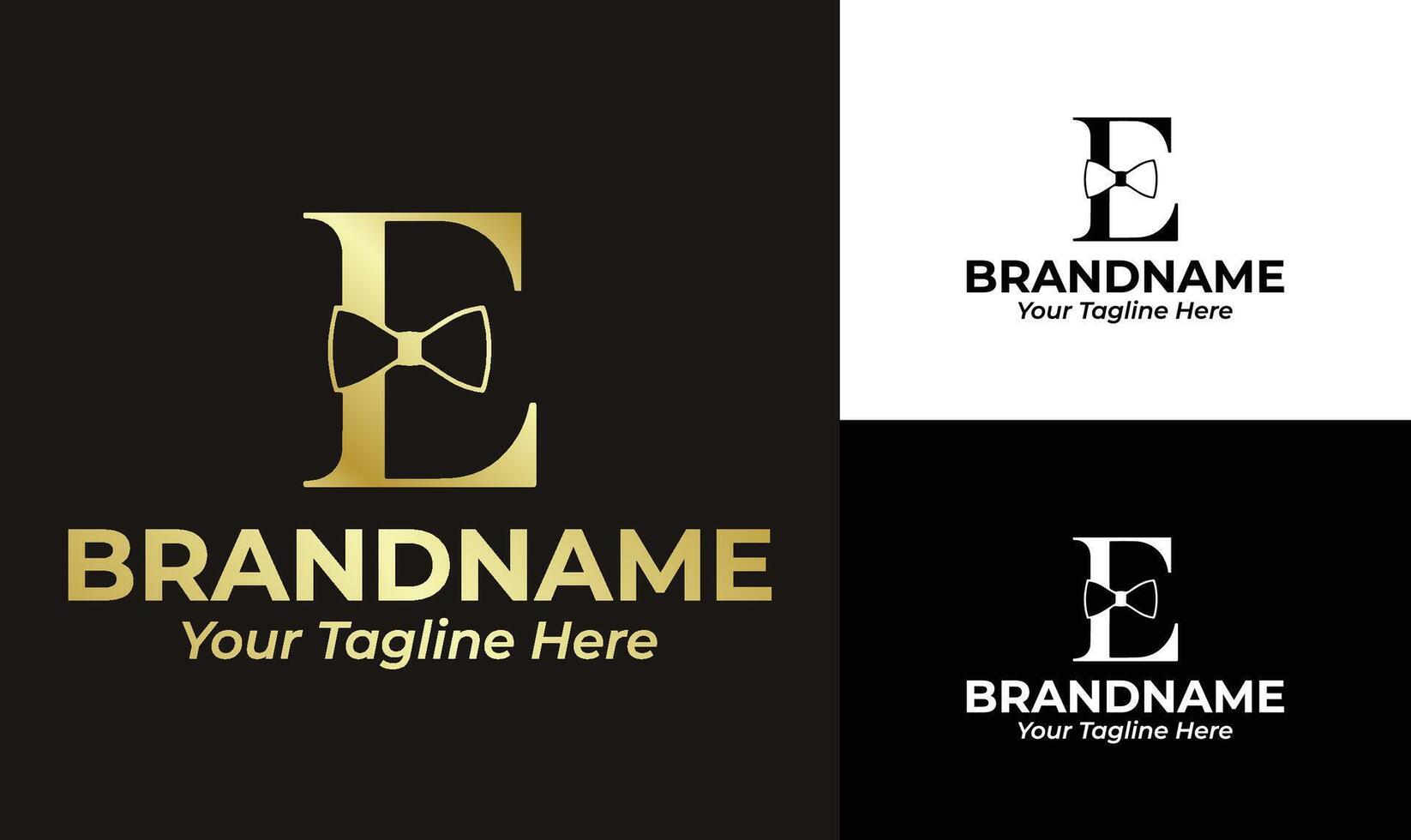 Luxury Letter E Logo Design Template with Bow Tie for Elegant Branding vector