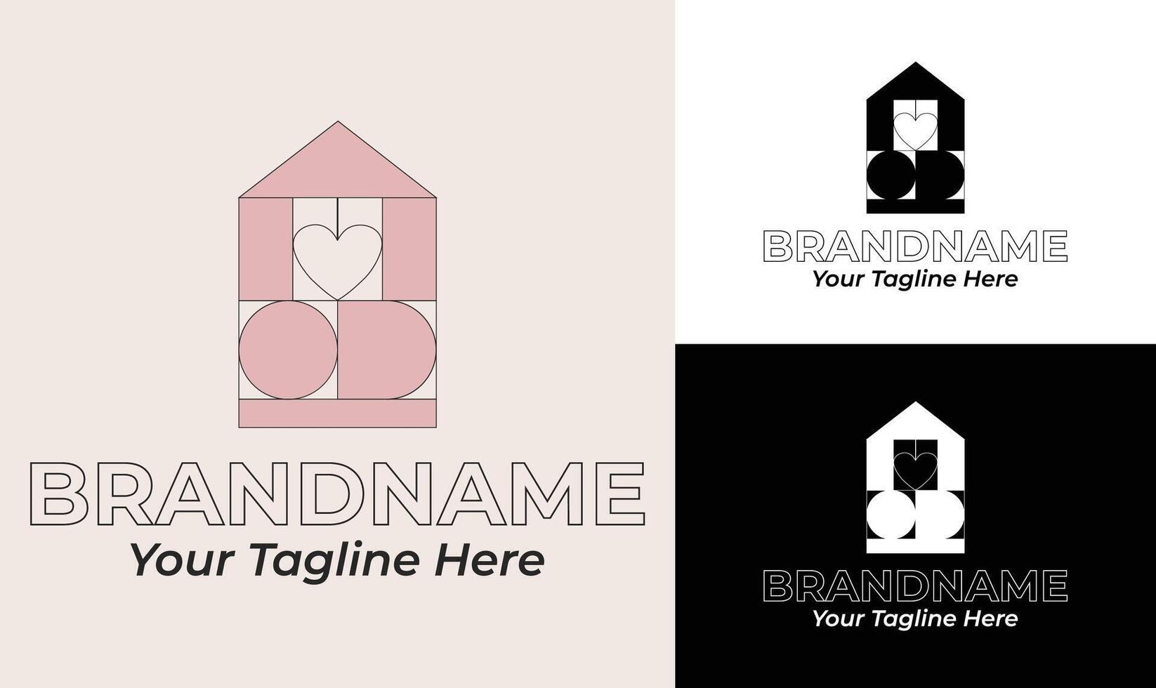 Minimalist House and Heart Logo Design for Real Estate and Home Services vector