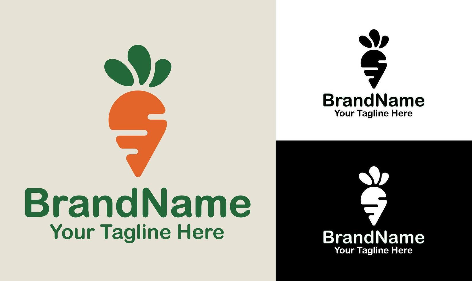 Modern Organic Carrot Logo Design Template for Food and Agriculture Branding vector