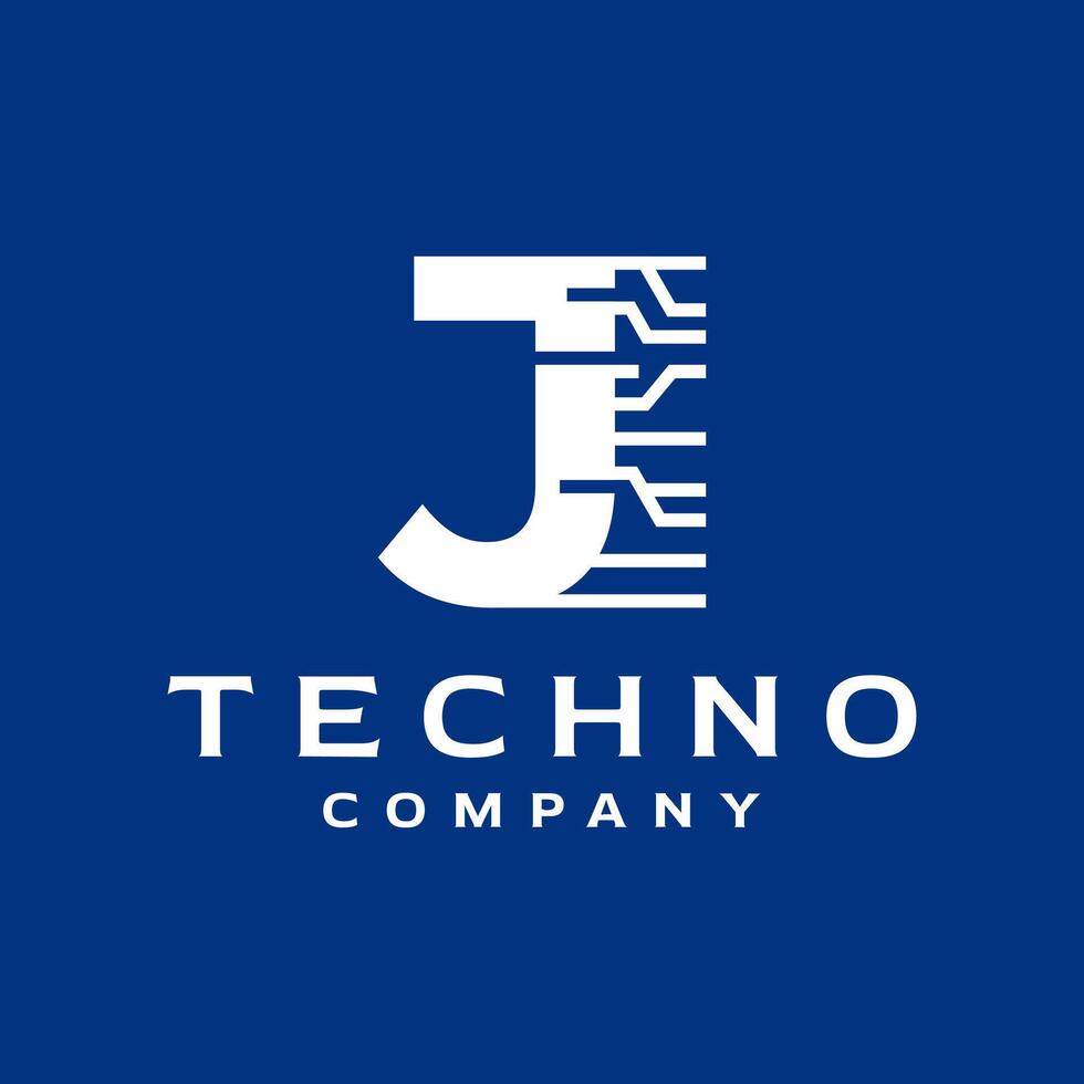 letter J logo with technology theme. futuristic logo template for technology company. vector