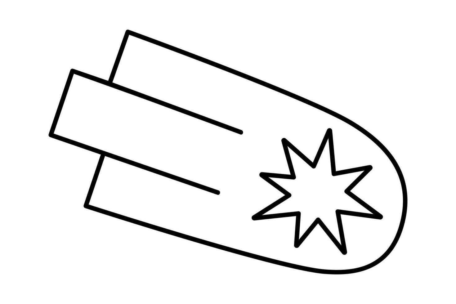 Hand drawn cute outline illustration of shooting star. Flat lucky astronomy sign line art doodle. Make a wish. Night sky comet icon or sticker. Superstition symbol. Hope for the best. Isolated. vector