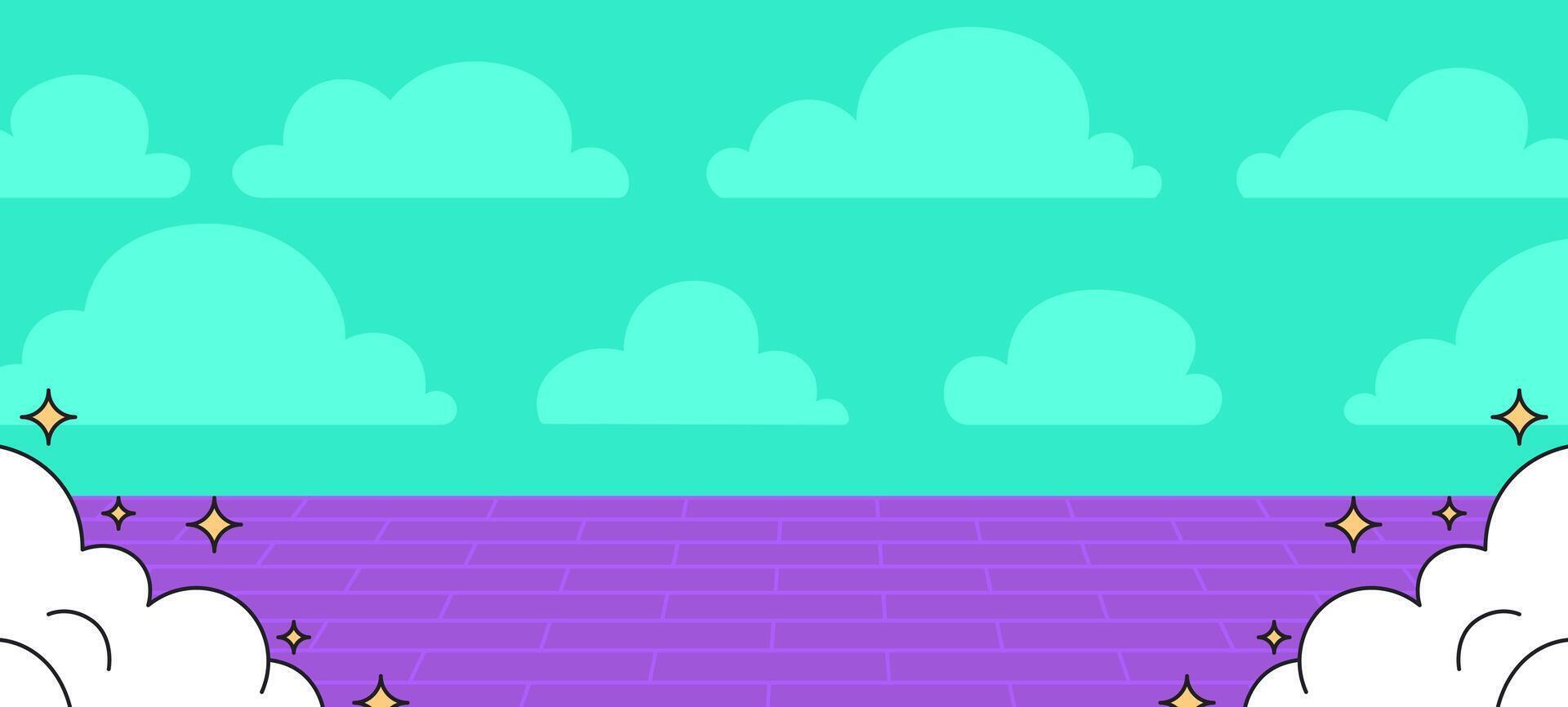 Cloud Background with Purple Floor vector
