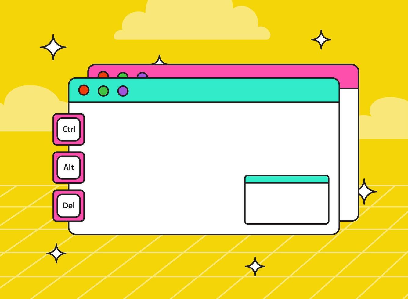 Vibrant Illustration of Computer Interface Elements vector