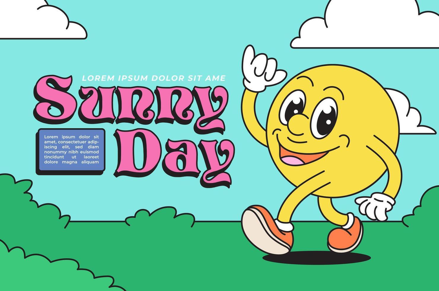 Happy Sun Character Celebrating Sunny Day Fun Cartoon Banner Landing Page vector