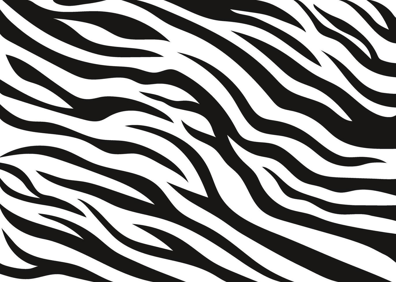 Abstract hand drawn zebra skin stripe pattern. Safari black and white african wildlife animal print vector