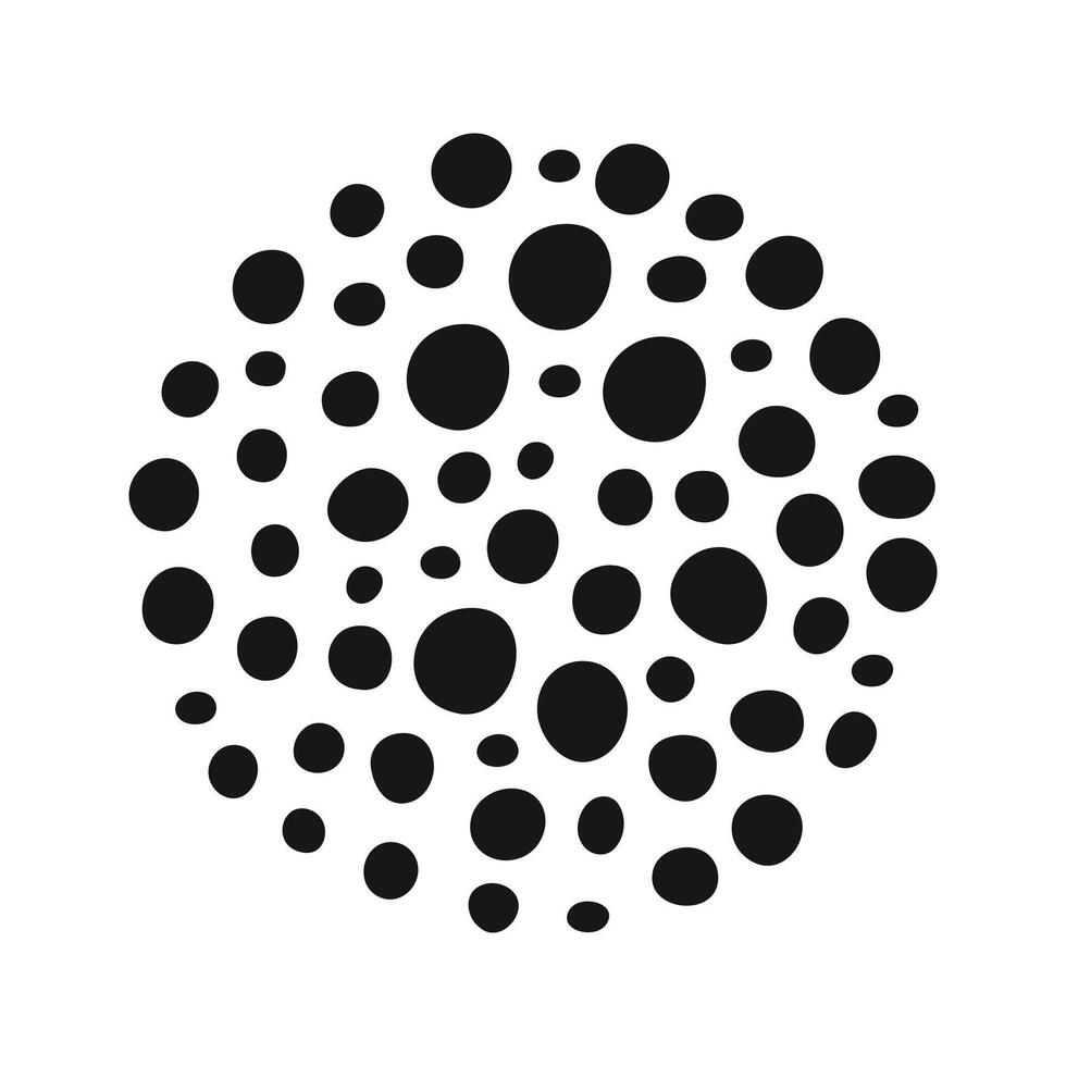 Hand drawn abstract bubble and dots in circle shape. Snowflake doodle scribble elements. vector