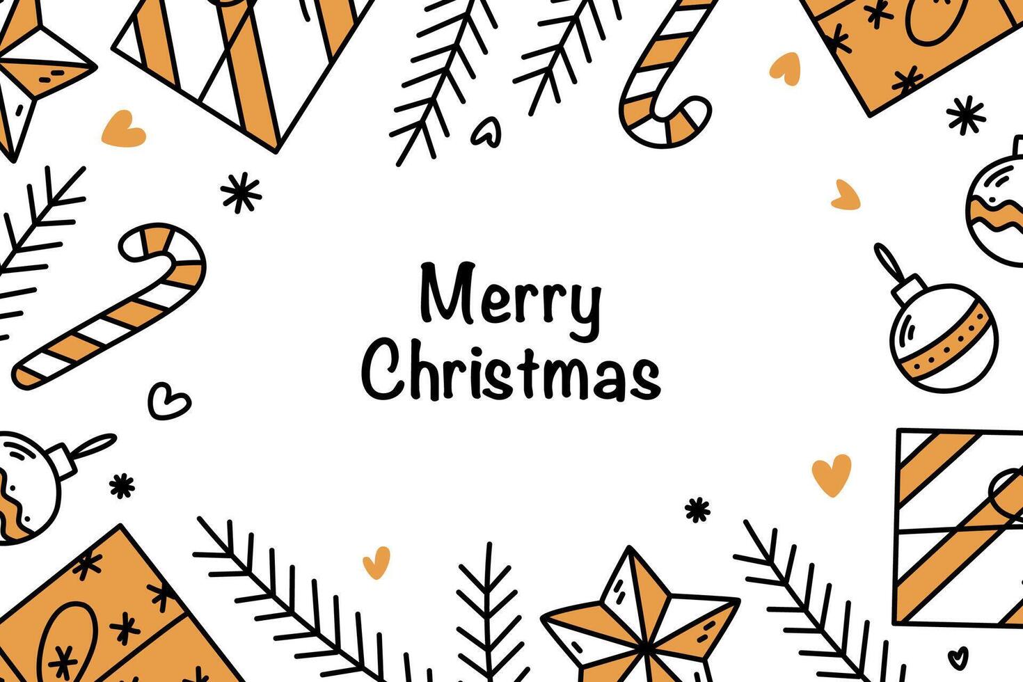 Merry Christmas. Winter background with hand drawn decoration. illustration. vector