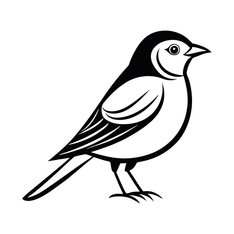 Minimalist Bird Line Drawing Songbird Icon. vector