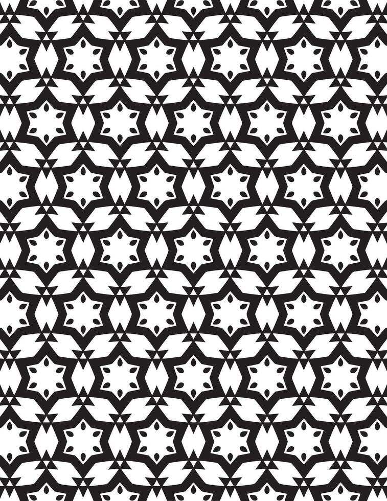 Ornate Repeated Illusion Geometric Pattern Black And White vector
