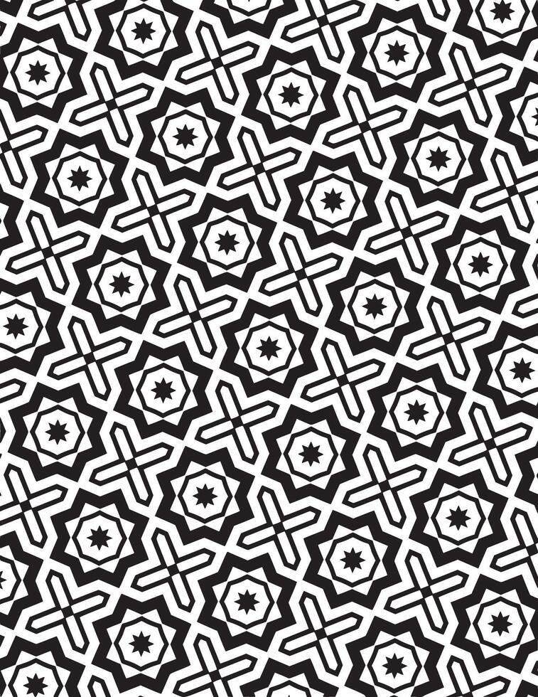 Bold Outlined Stars Geometric Pattern Black And White vector