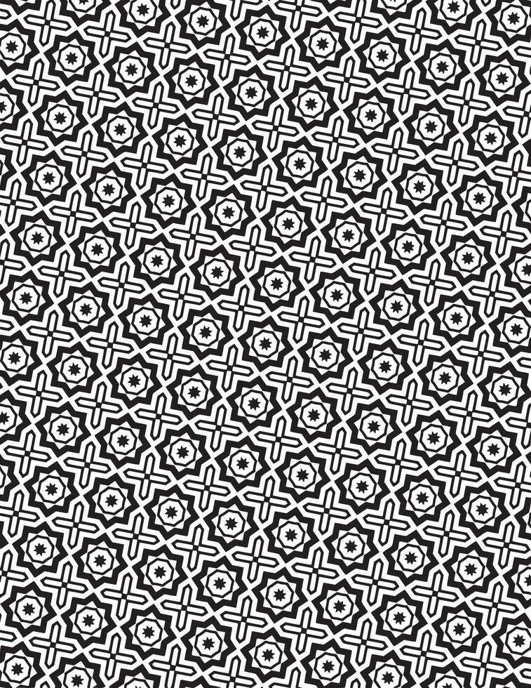 Star And Cross Geometric Pattern Black And White vector