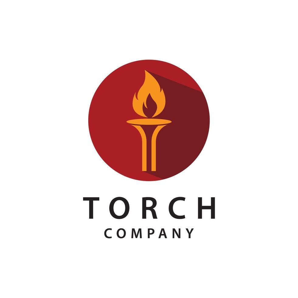 Torch fire logo icon hipster template design vector