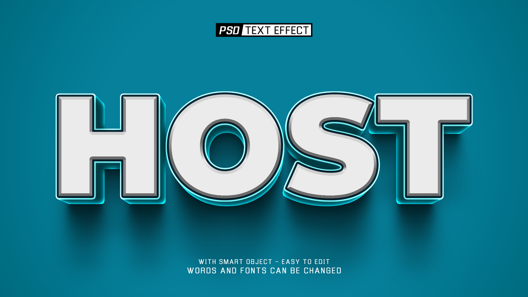 host 3d text effect psd