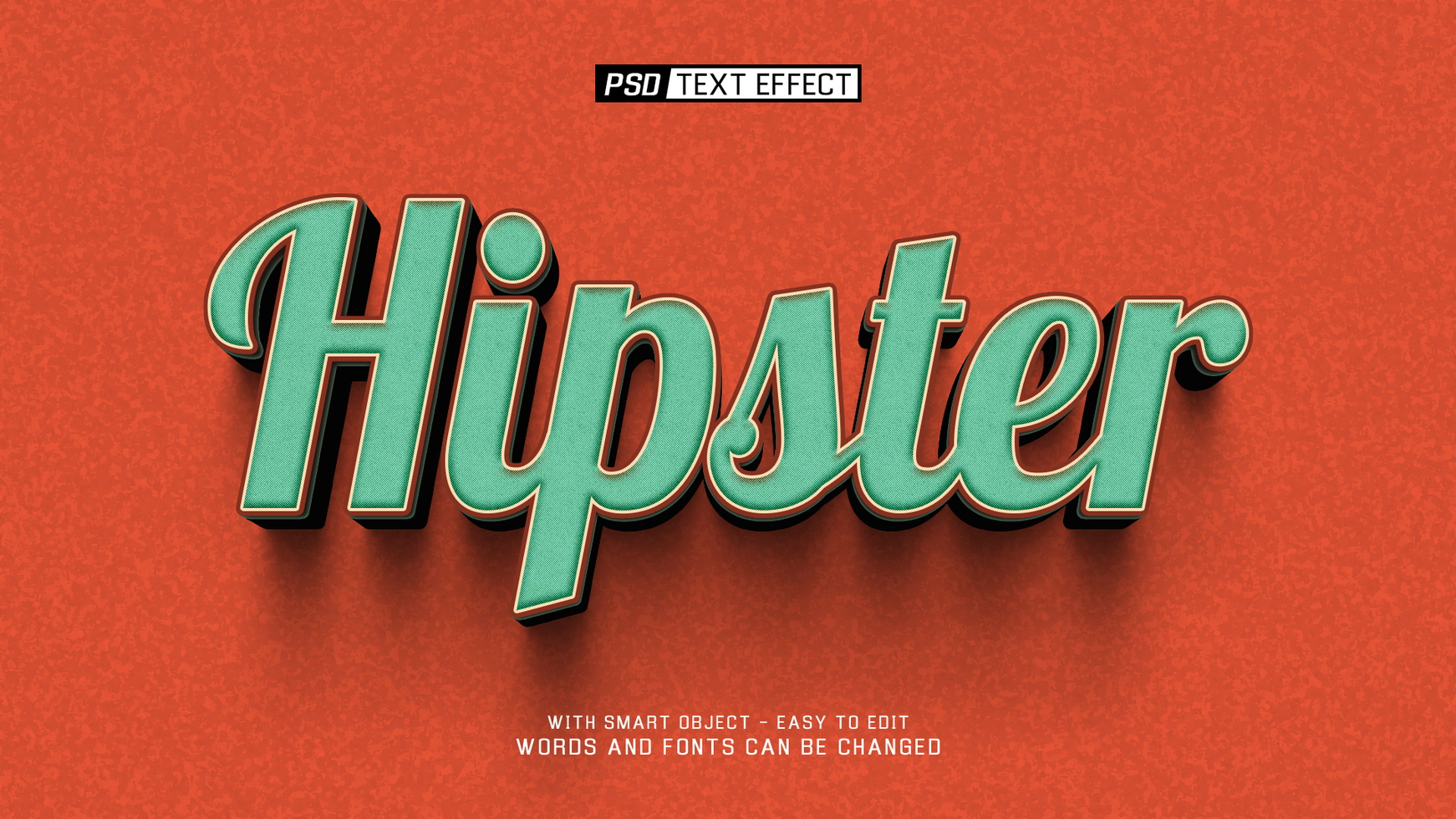 hipster 3d text effect psd