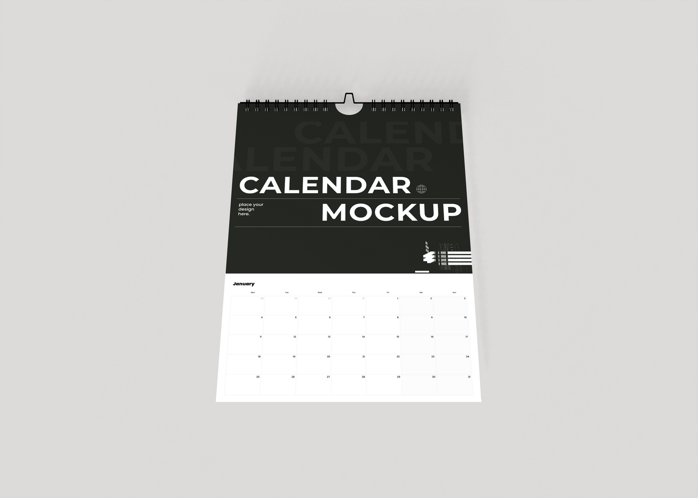 Clean Wall Calendar Mockup psd