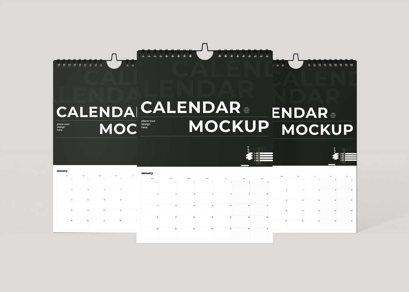 Artistic Wall Calendar Mockup psd