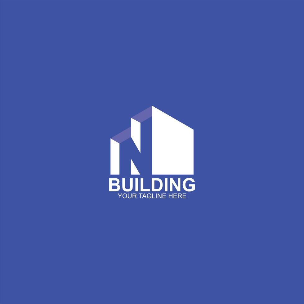 building logo n initial icon with creative illustration vector