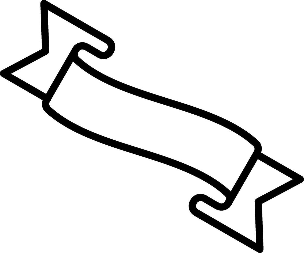 Folded Ribbon Line Icon vector