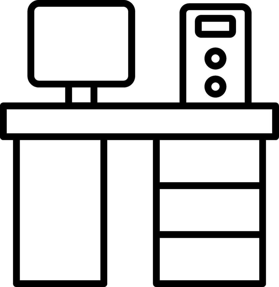 Computer Desk Line Icon vector