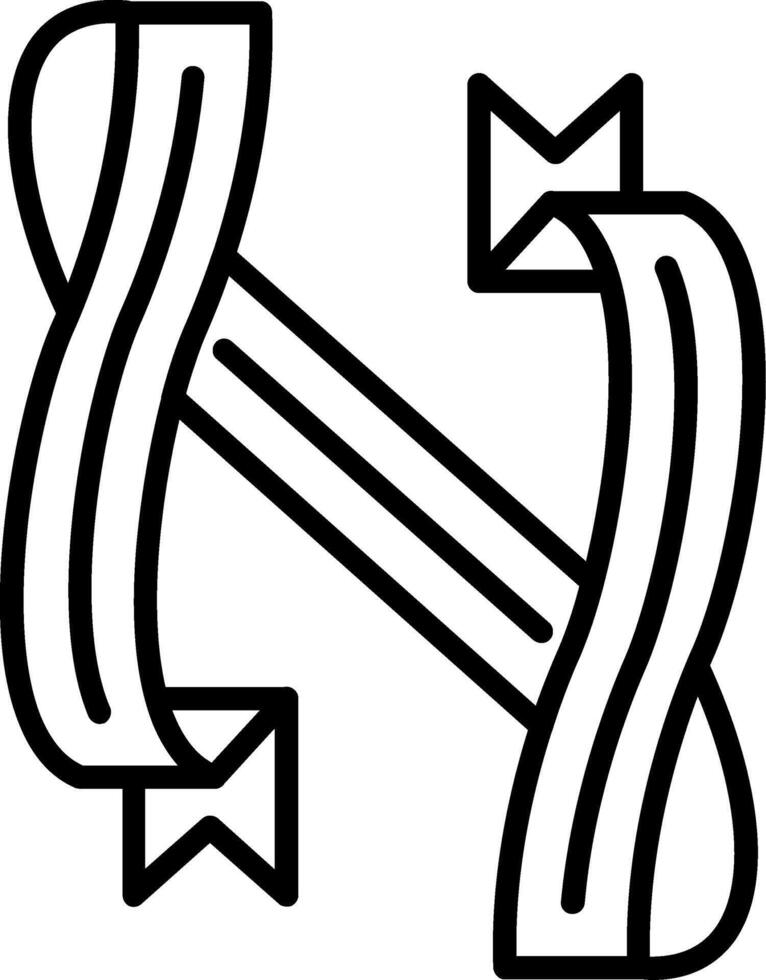 Folded Ribbon Line Icon vector