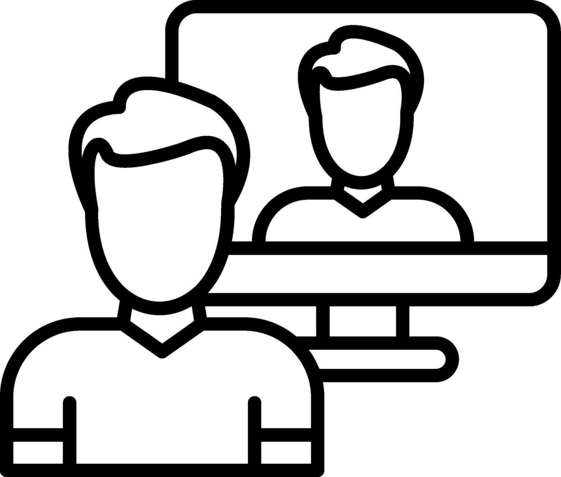 Online Meeting Line Icon vector