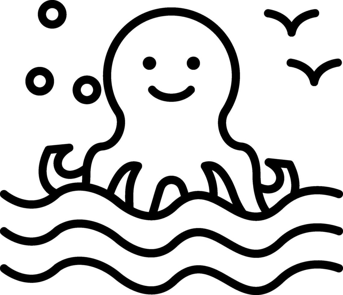 Octopus Line Icon vector