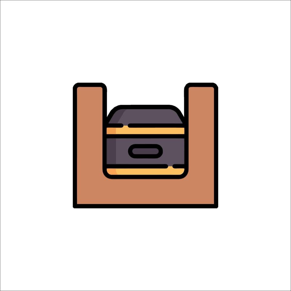 A box with a lid on it in a box icon vector