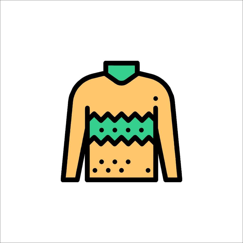 A sweater with a green and yellow design vector