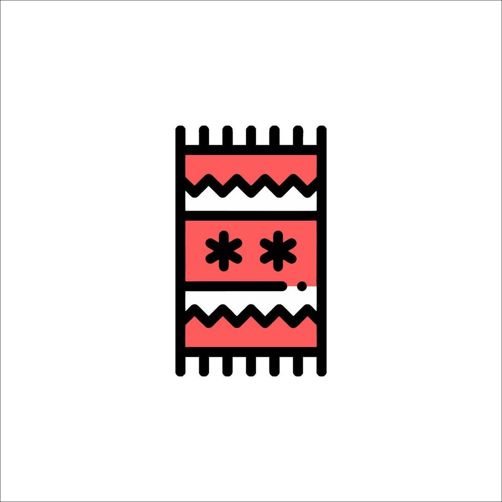 A red and white striped scarf icon vector