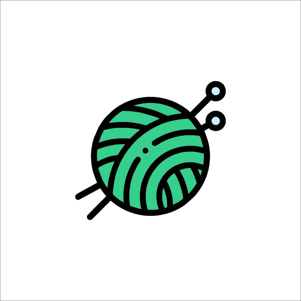 A green ball of yarn with a needle vector
