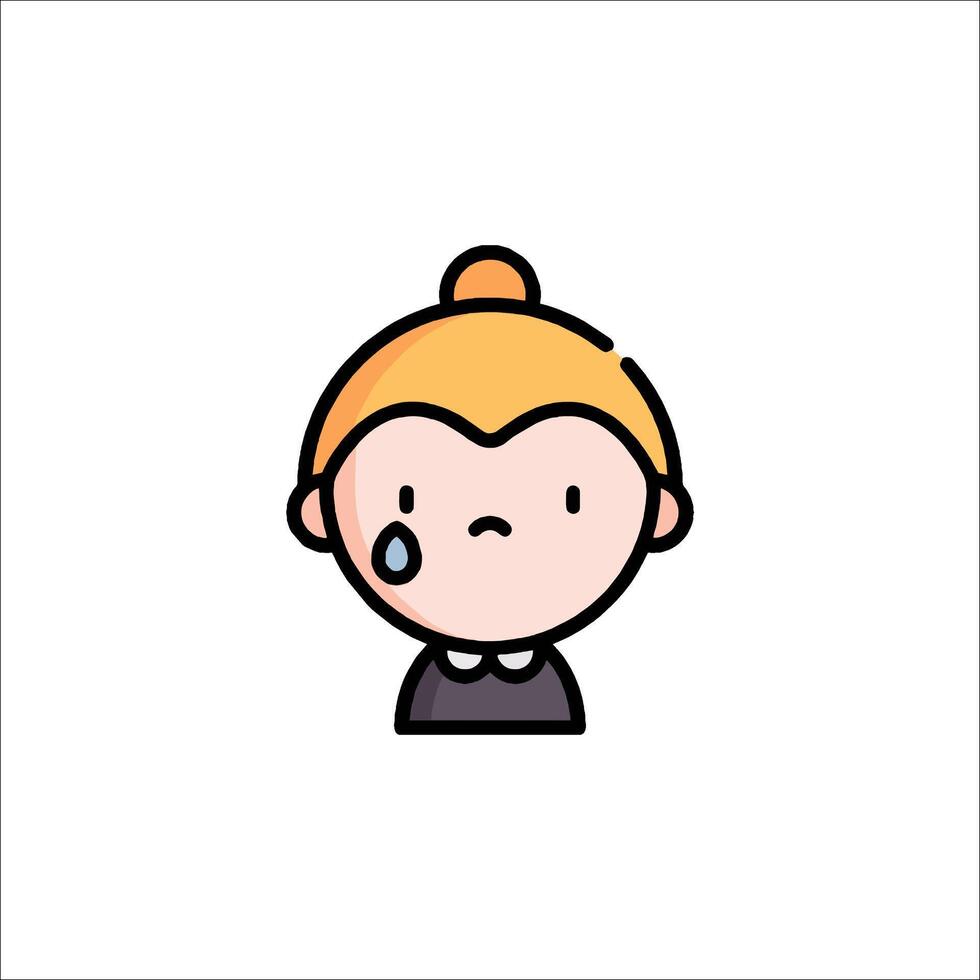 A girl with a sad face icon vector