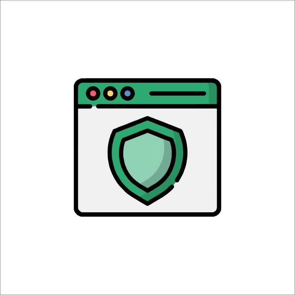 A green shield icon on a white background vector
