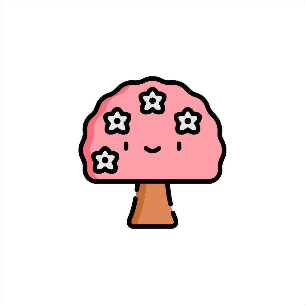 A cute pink tree with stars on it vector