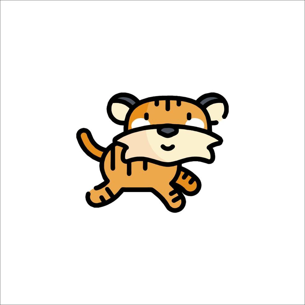 A cartoon tiger running on a white background vector