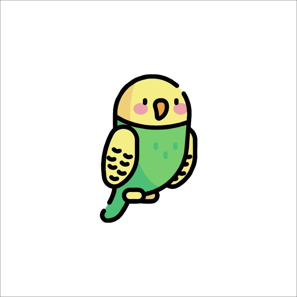 A cute little green parakeet bird vector