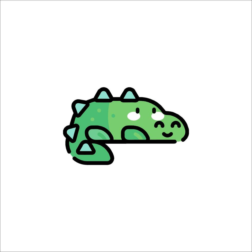 A cute little green dinosaur with spikes on its head vector
