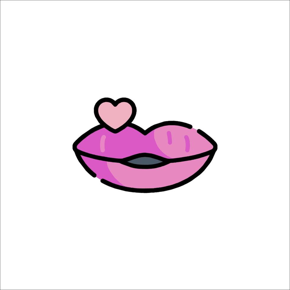 A pink lips with a heart on it vector