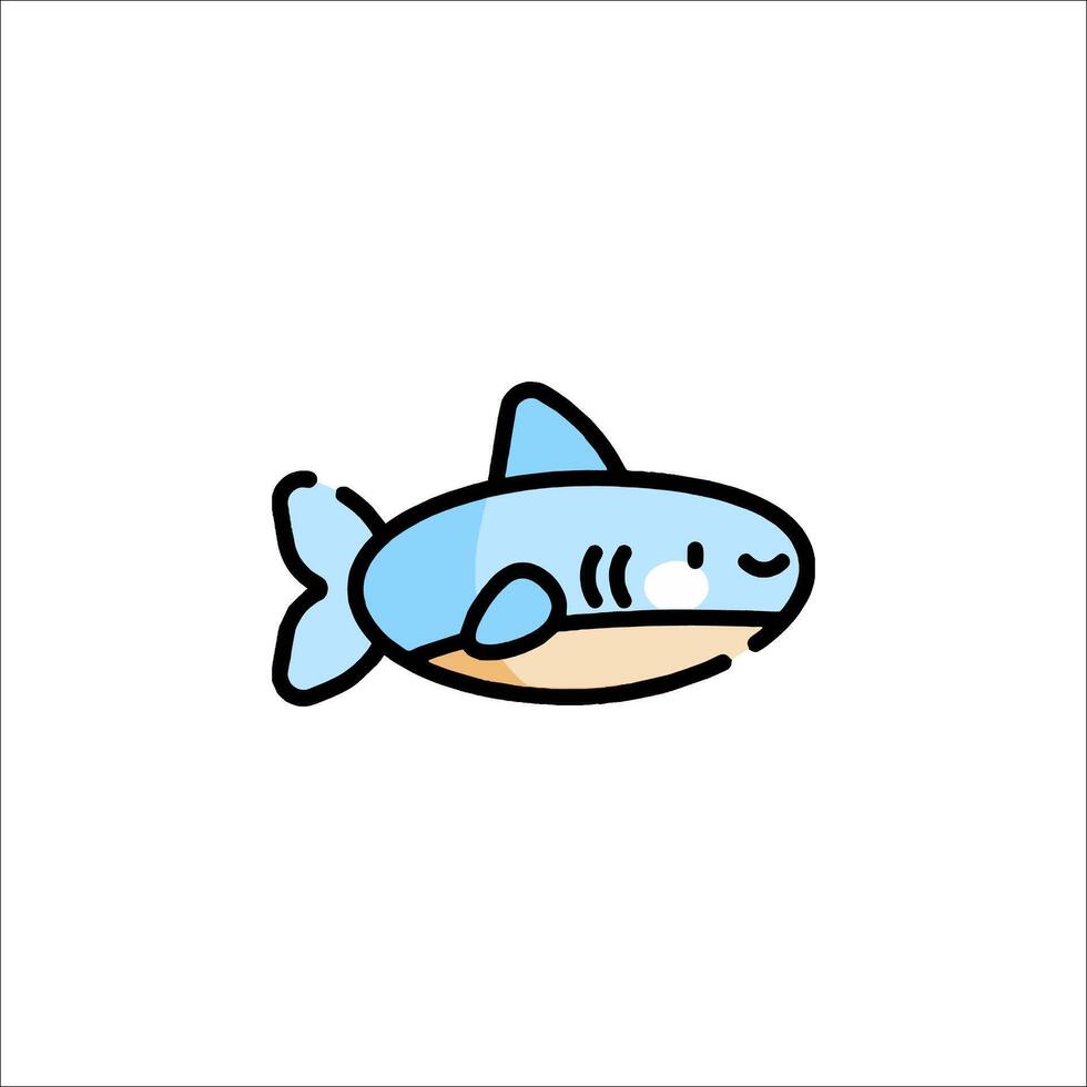A cartoon shark with a blue body and brown eyes vector