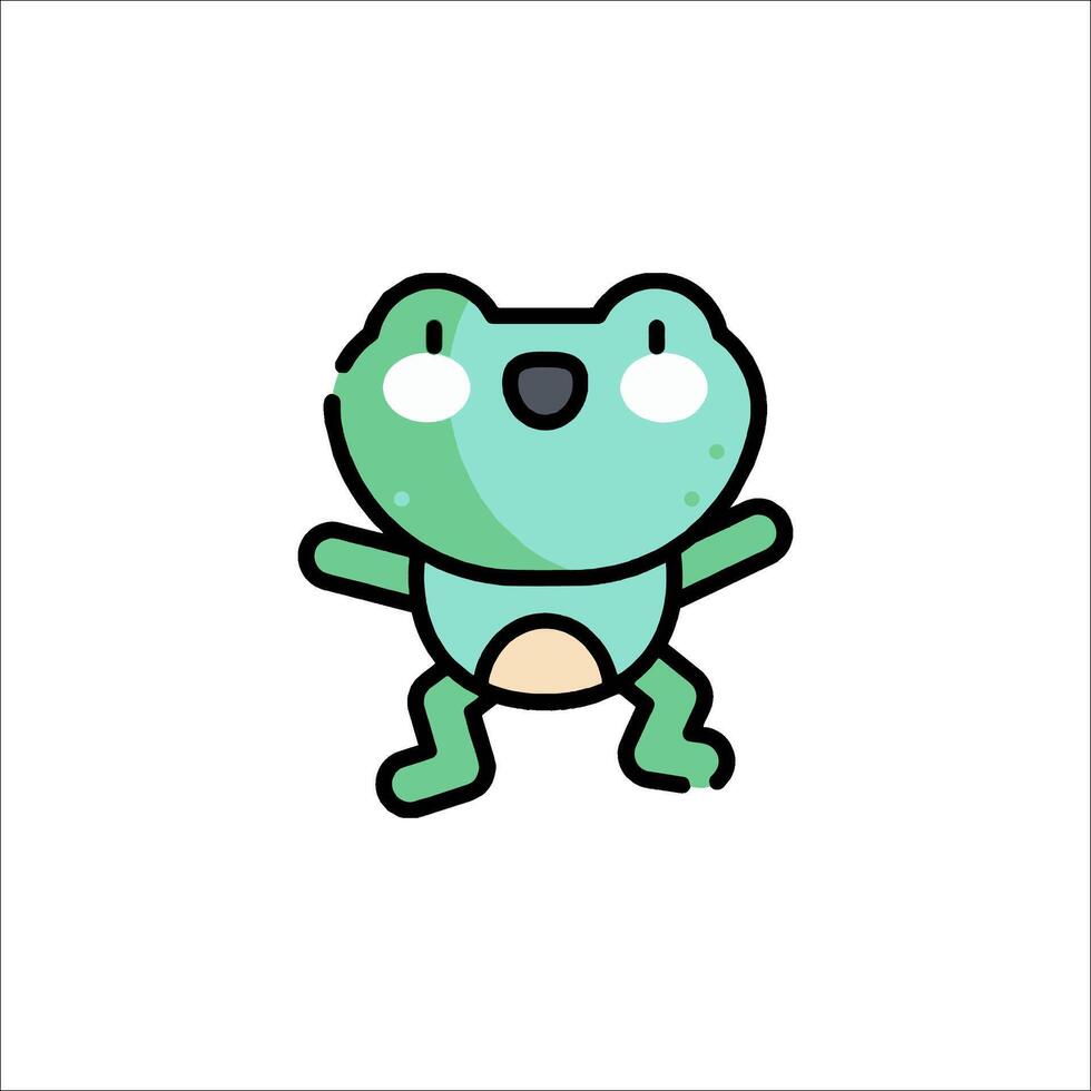 A cartoon frog with a green body and a white face vector