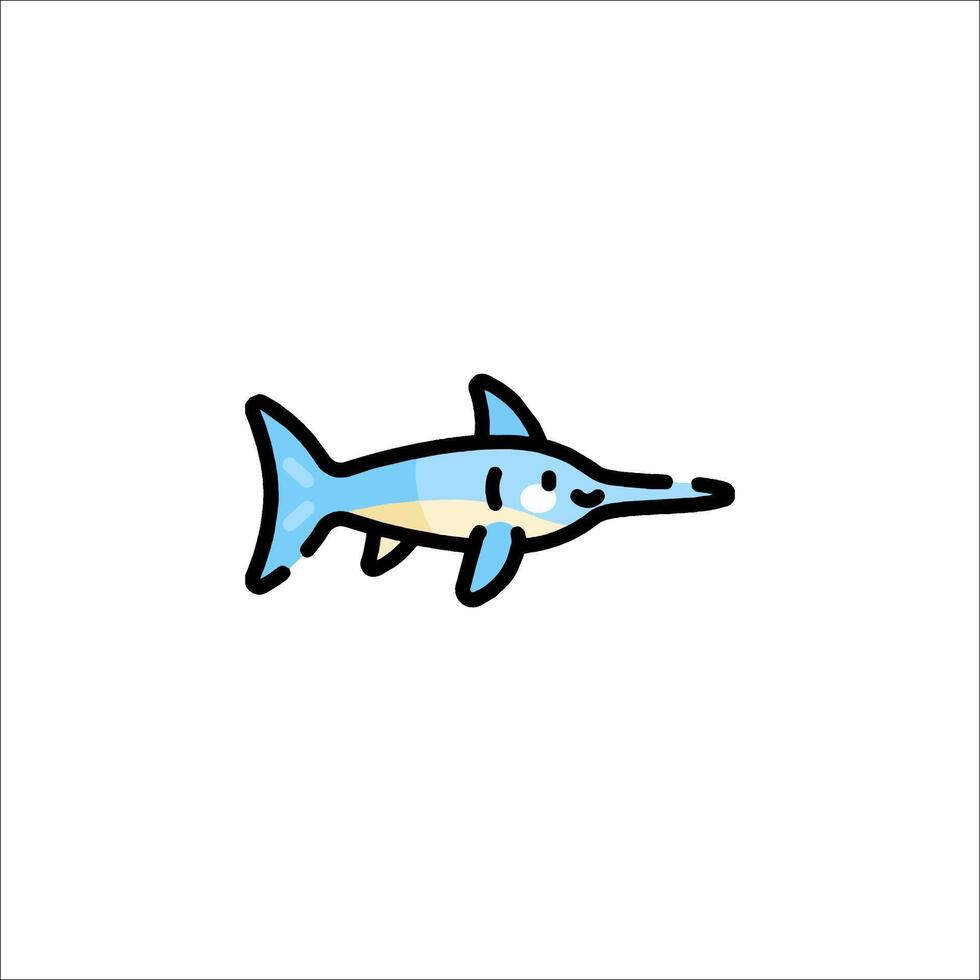 A cartoon fish with a long nose and a long tail vector