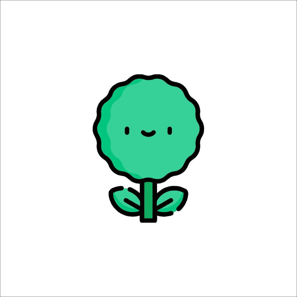 A green plant with a smiley face on it vector