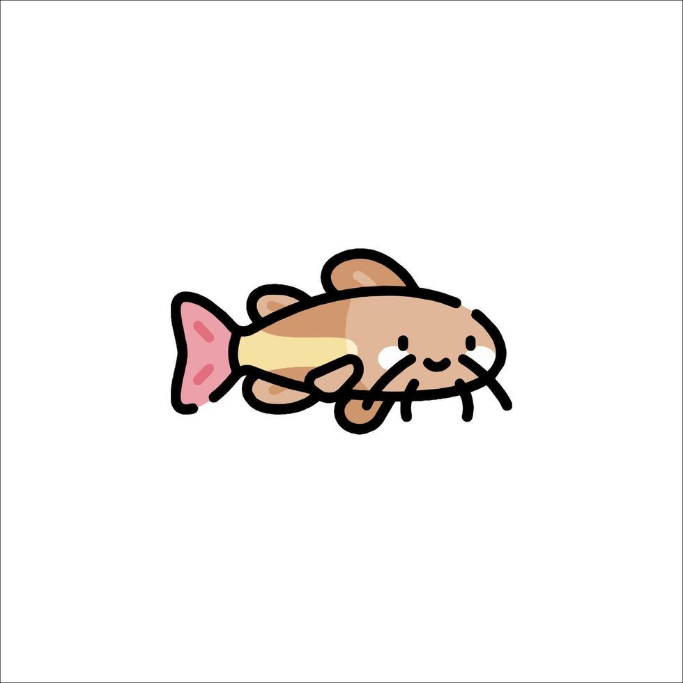 A cartoon fish with a pink nose and pink eyes vector