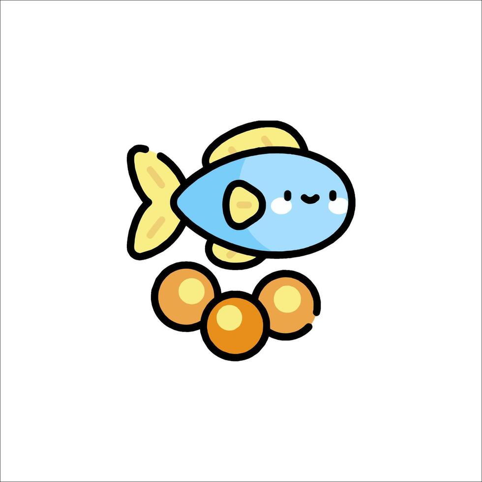 A cartoon fish with a bunch of eggs vector